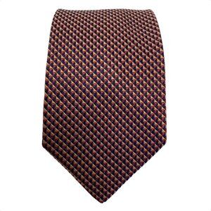 ZANOLINI Burgundy Geometric Silk Tie Italy 57"-3.75" EC